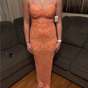 Elegant Orange Prom Dress